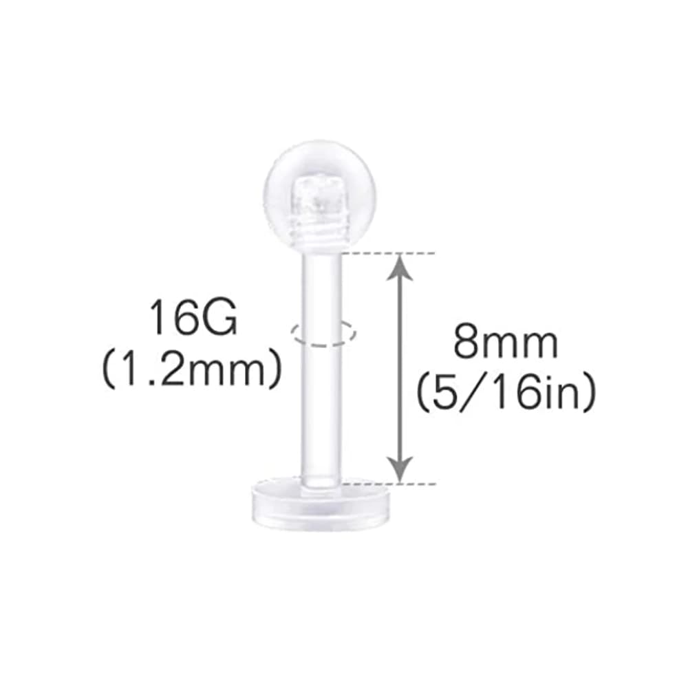Retenue de boucle d'oreille en plastique transparent flexible vers l'avant, piercing Helix, Tragus, 