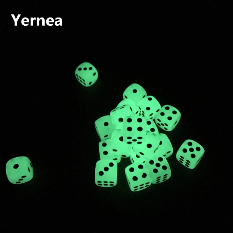 6 Pcs/Lot 14mm Lumineux Dés Coins Arrondis Noir Taches Dés Discothèque Barres KTV Boutique Divertiss