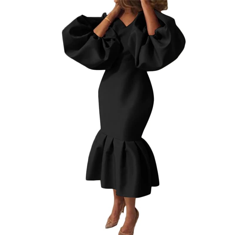 Femmes Robes Maxi longue lanterne robe noël col en V moulante Sexy brillant célébrer Occasion Robes 