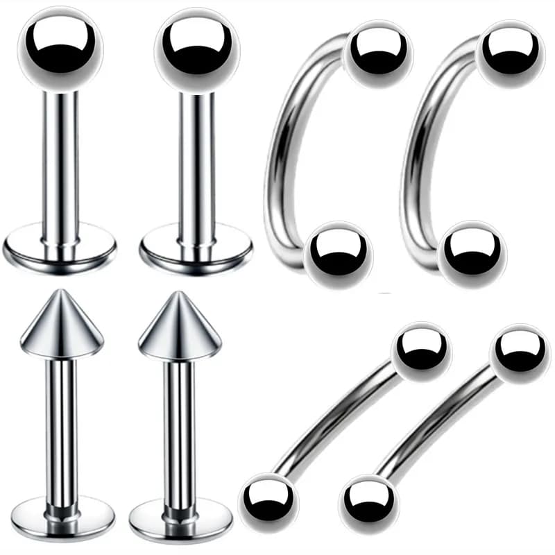 8 pièces Labret Piercing en vrac corps Piercing ensemble sourcil haltère fer à cheval boucle d'oreil
