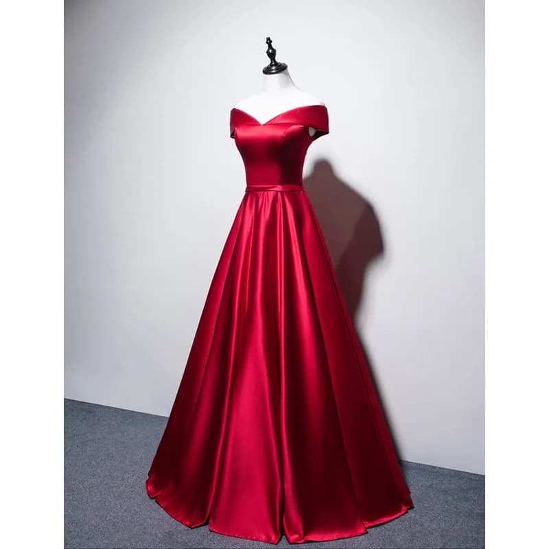 Robe de soirée en Satin bordeaux, col en v, pour Occasions, pompon, robes de bal, paillettes