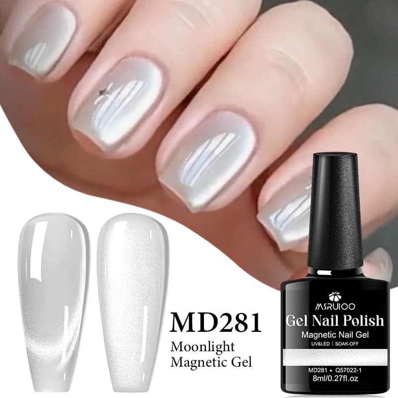 MSRUIOO 8ml clair de lune chat magnétique vernis à ongles paillettes rose argent Semi Permanent Styl