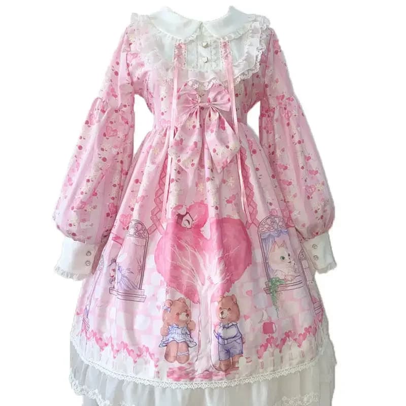 KOSAHIKI – robe douce Style Lolita pour femmes, tenue de princesse ours de dessin animé, Kawaii, jap