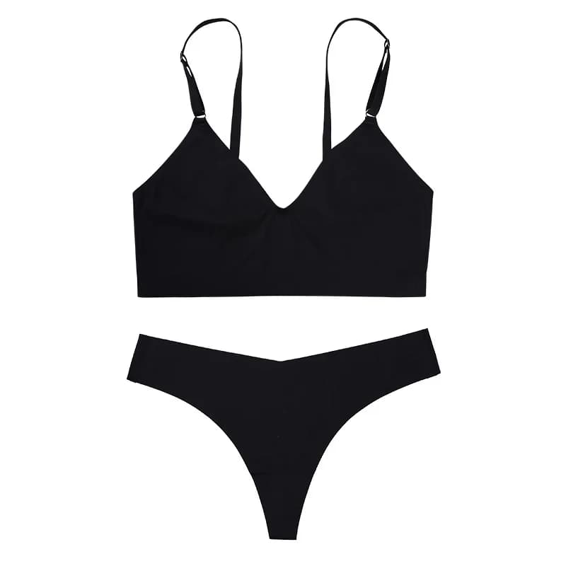 TERMEZY femmes ensemble de soutien-gorge sans couture Sexy string taille basse culotte sans fil sout