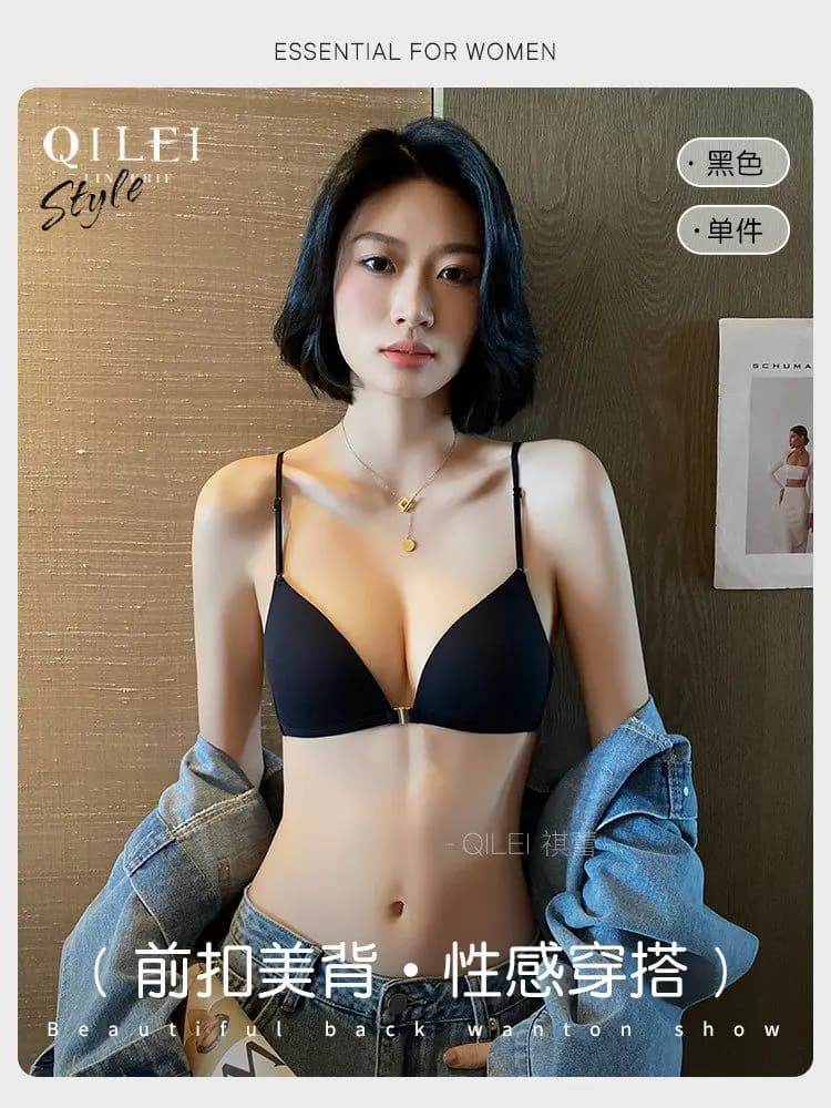 Soutiens-gorge à fermeture avant pour femmes à petite poitrine, décolleté plongeant en V profond, bo