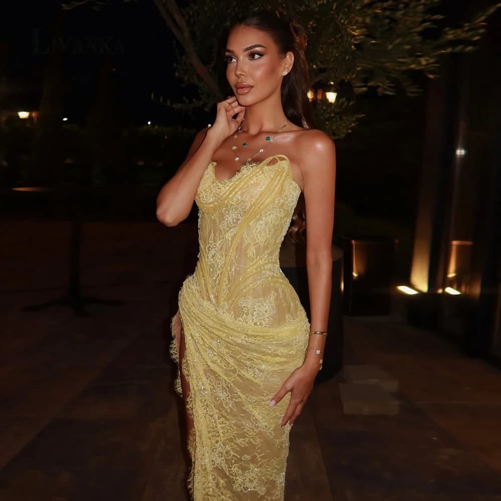 LIVANKA élégant chérie robe de soirée pour femme dentelle Appliques plissé Corset saoudien arabe rob