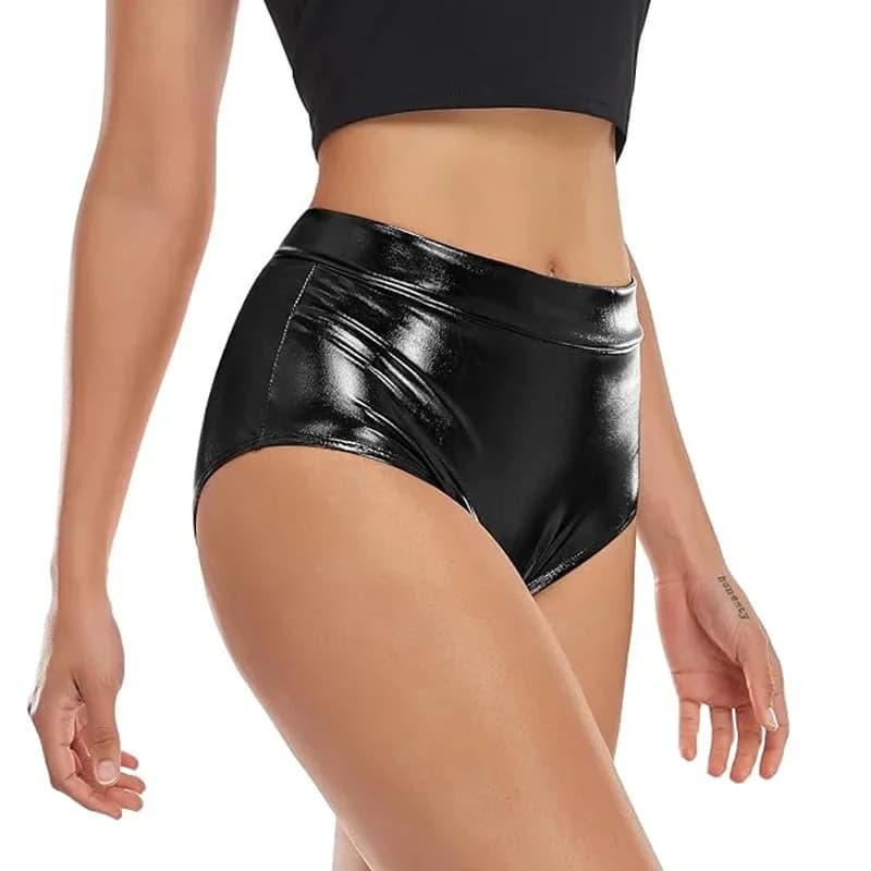 Shorts sexy pour boîte de nuit, shorts en cuir PU brillant pour femmes et filles, shorts à taille él
