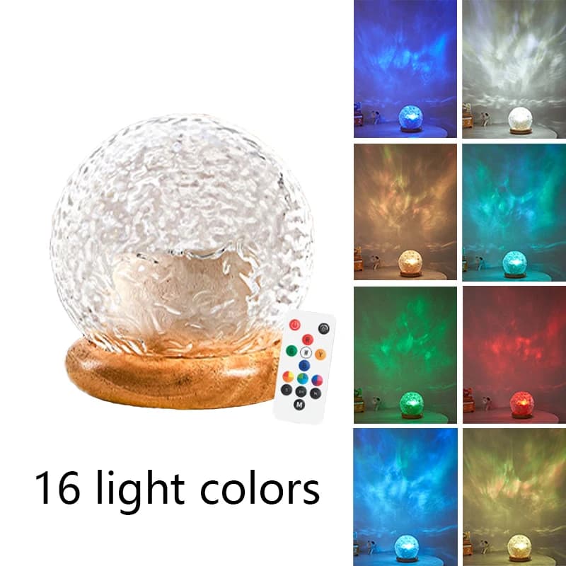 Projecteur d'ondulation d'eau, veilleuse en cristal, lampe d'ambiance, décoration de chambre à couch