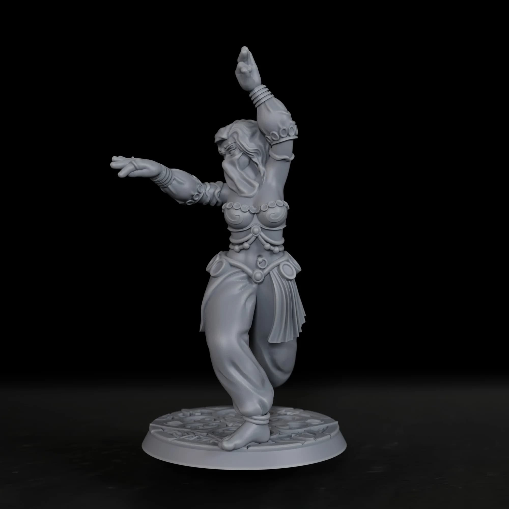 Miniature de danseuse orientale TTRPG, danseuse orientale avec voile et tenue ornée, idéale pour dio