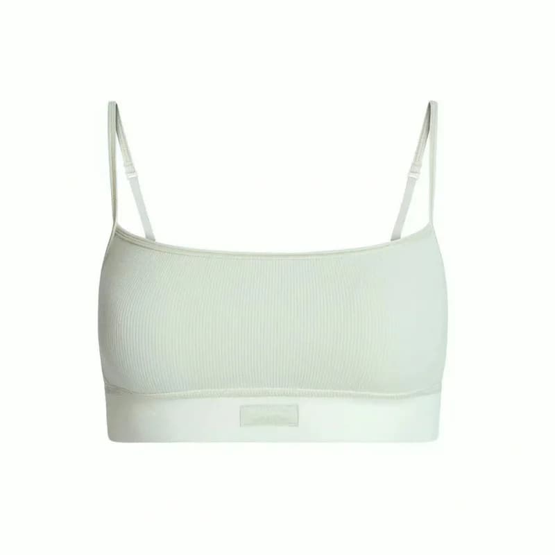 SKIMS RIB SCOOP BRALETTE - Bralette côtelée en coton à manches courtes pour femme, sous-vêtement dos