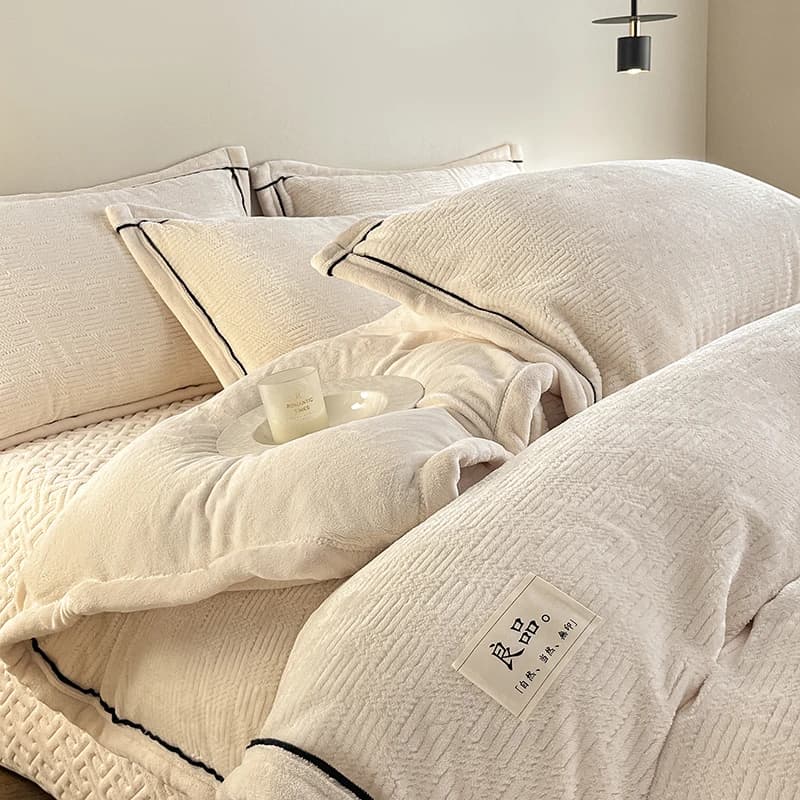 Ensemble de housse de couette en velours de lait, sacs de couette en peluche solides et chauds, couv