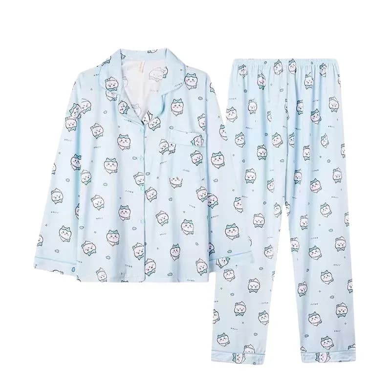 Pyjama yiji Hachiware USAGI ちいかわ pour femme, ensemble pantalon à manches longues, printemps, automne