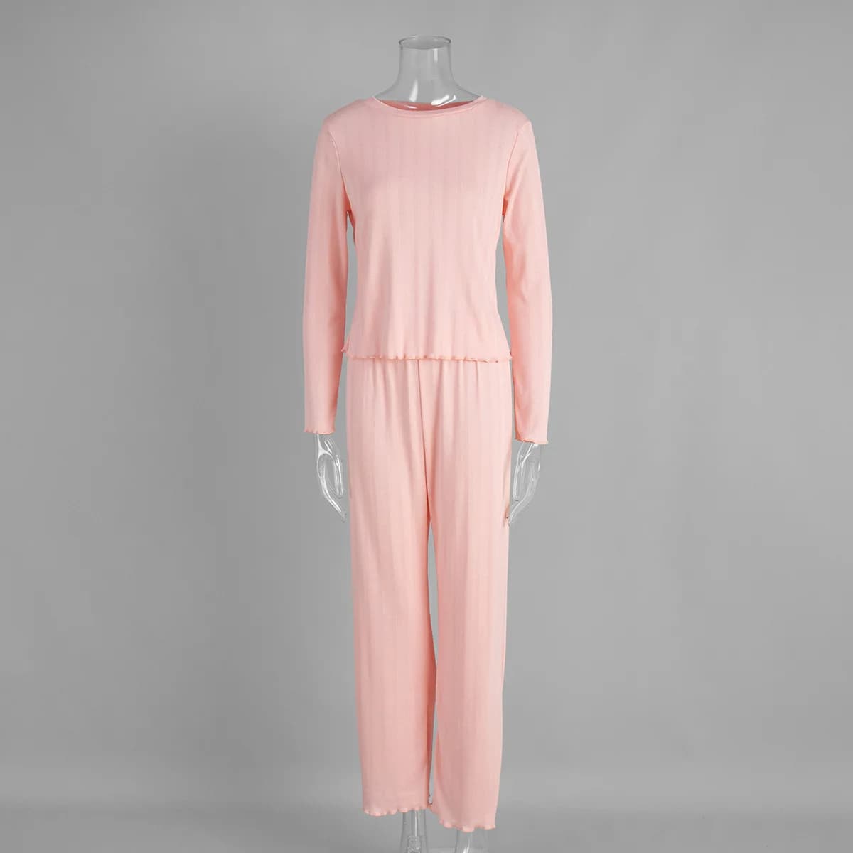 Pyjama Jacquard à manches longues, ensemble deux pièces, tricoté creux, confortable, vêtements de ma