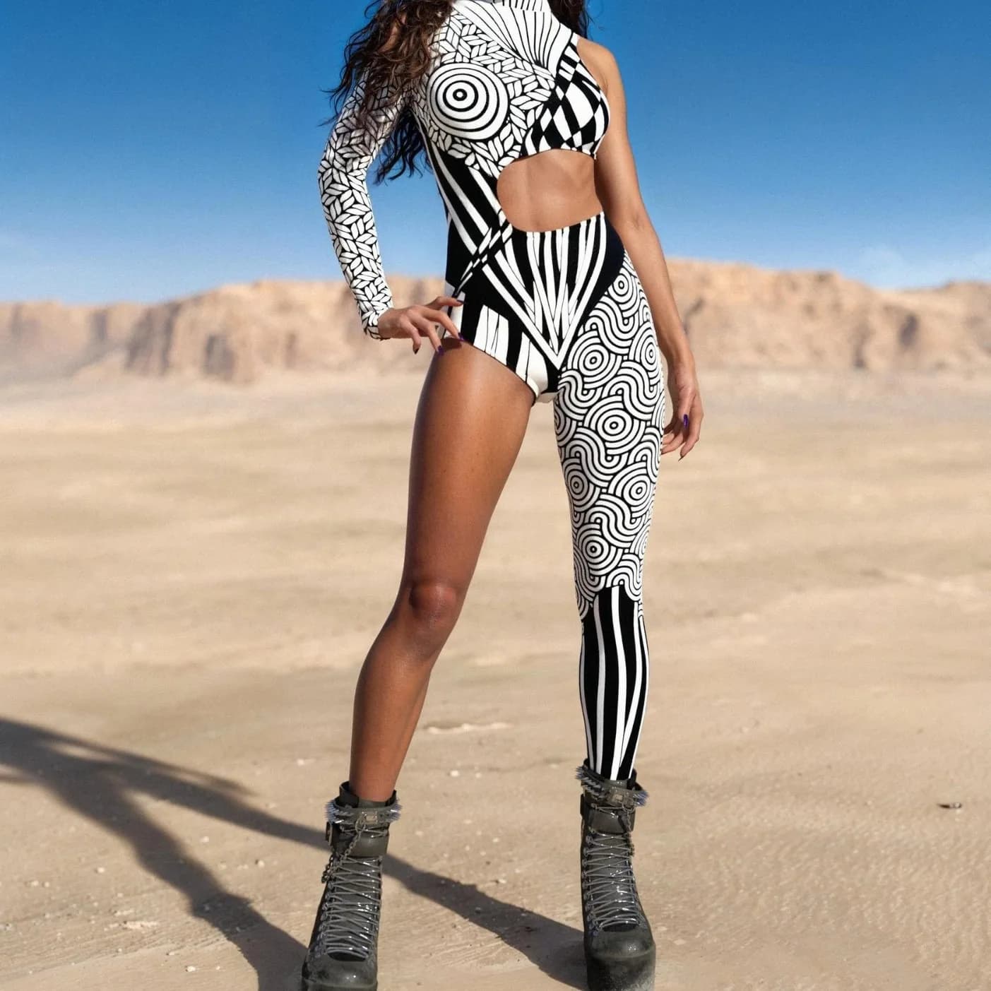 Combinaison asymétrique Cyberpunk pour femme, costume de fête arc-en-ciel coloré, combinaison de cos