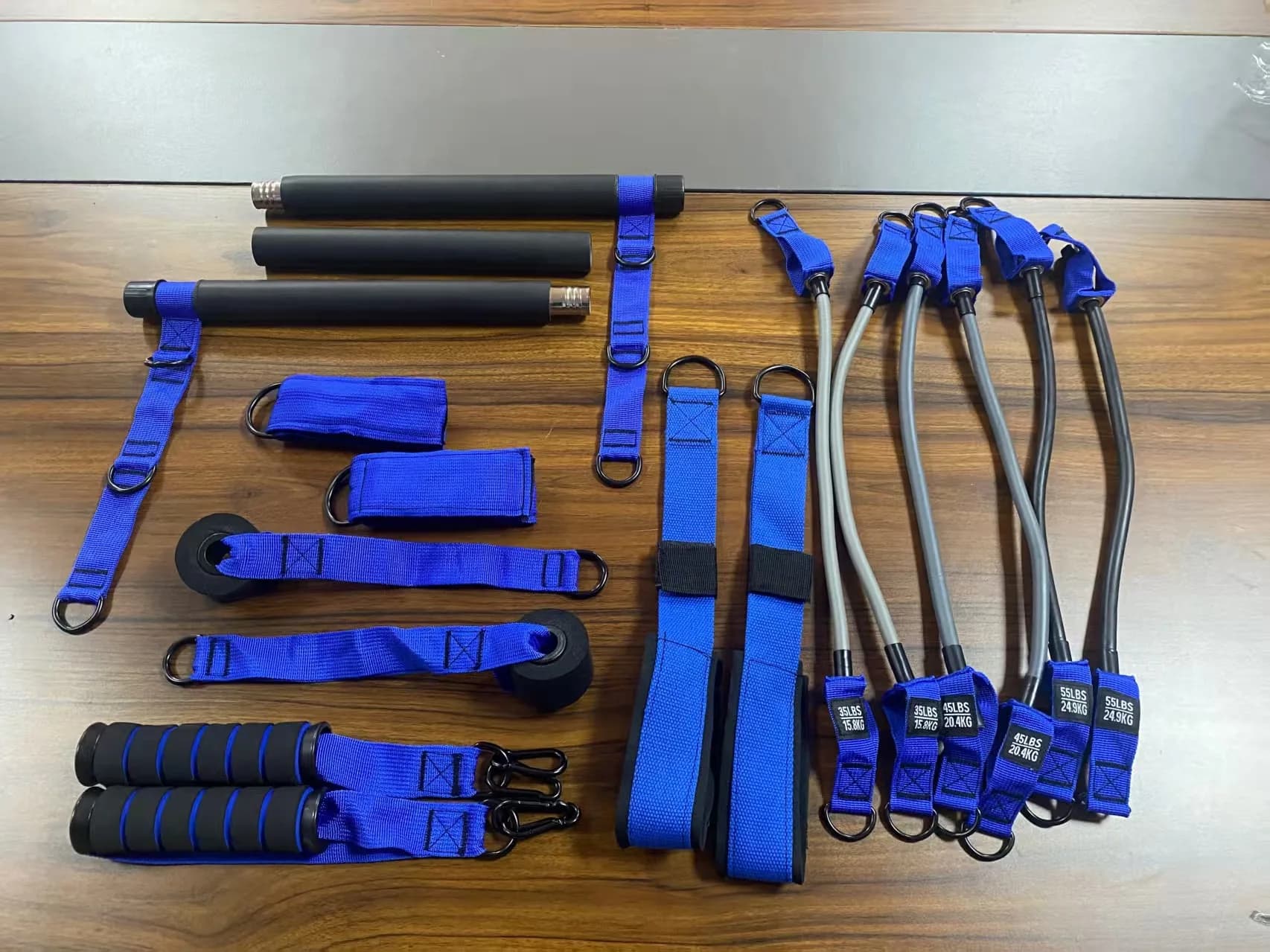 Ensemble de Pilates à domicile avec bandes de barre de résistance, Kit d'entraînement de force tout-