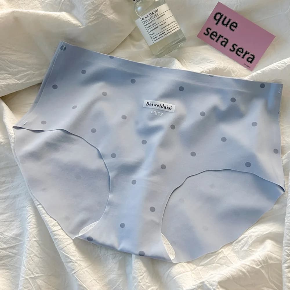 Culottes Douces en Soie Glacée à Pois Taille Moyenne pour Femme – Sous-vêtements Confortables et San