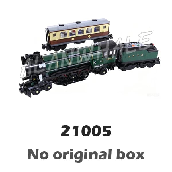 1085 pièces – Locomotive à vapeur de nuit de style classique émeraude, kit de construction créatif e
