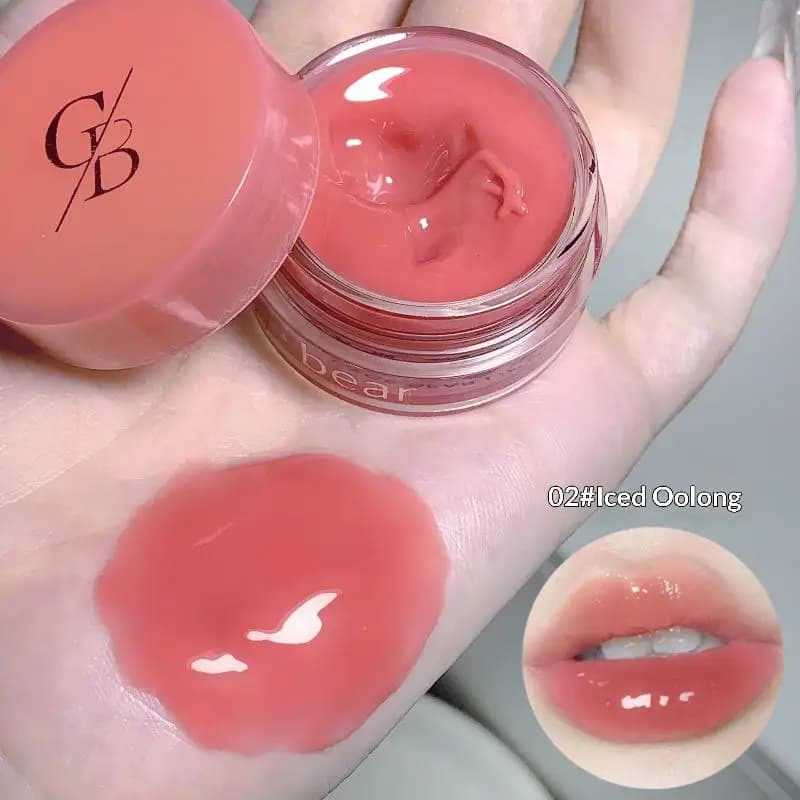 (HG)Gege bear Brillant à lèvres Jarred Jam 5 g – Finition hydratante au brillant à l'eau, effet repu