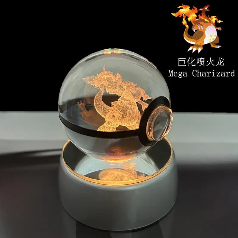 Boule de cristal Pokemon Pikachu Gengar Eevee Mewtwo Lacario, jeu d'anime Pokeball, Base de veilleus