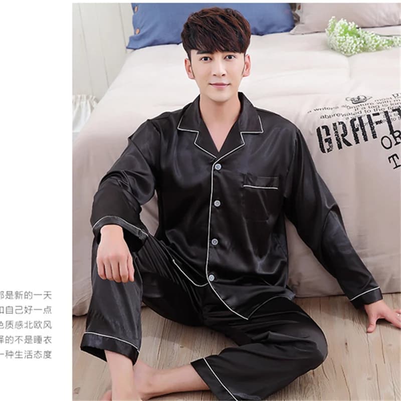 Femmes soie Satin Pyjamas ensemble vêtements de nuit Couple Pijama Pyjamas costume femme sommeil deu