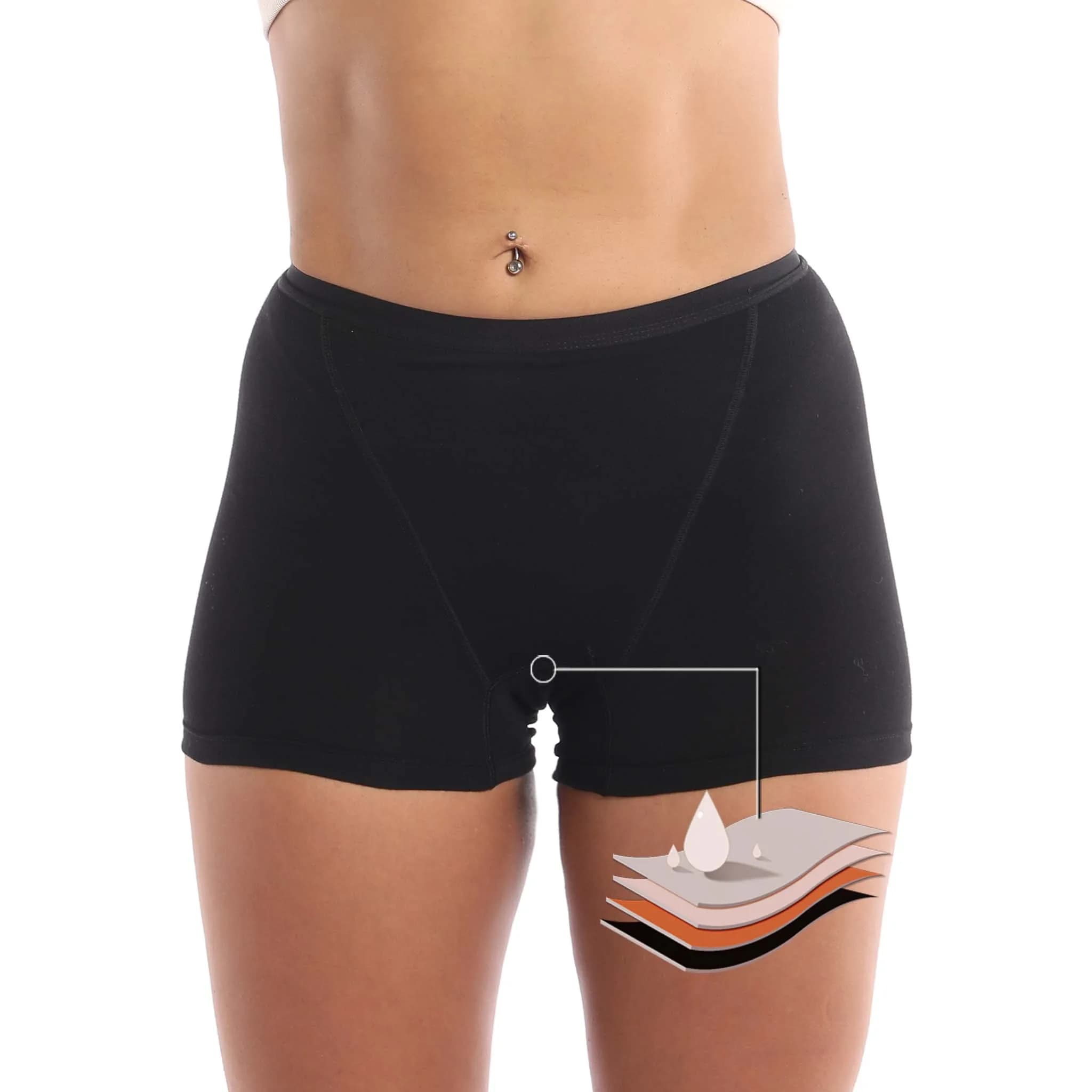 Culotte menstruelle à flux lourd, 4 couches, anti-fuite, en coton, sous-vêtements menstruels, Boxer 