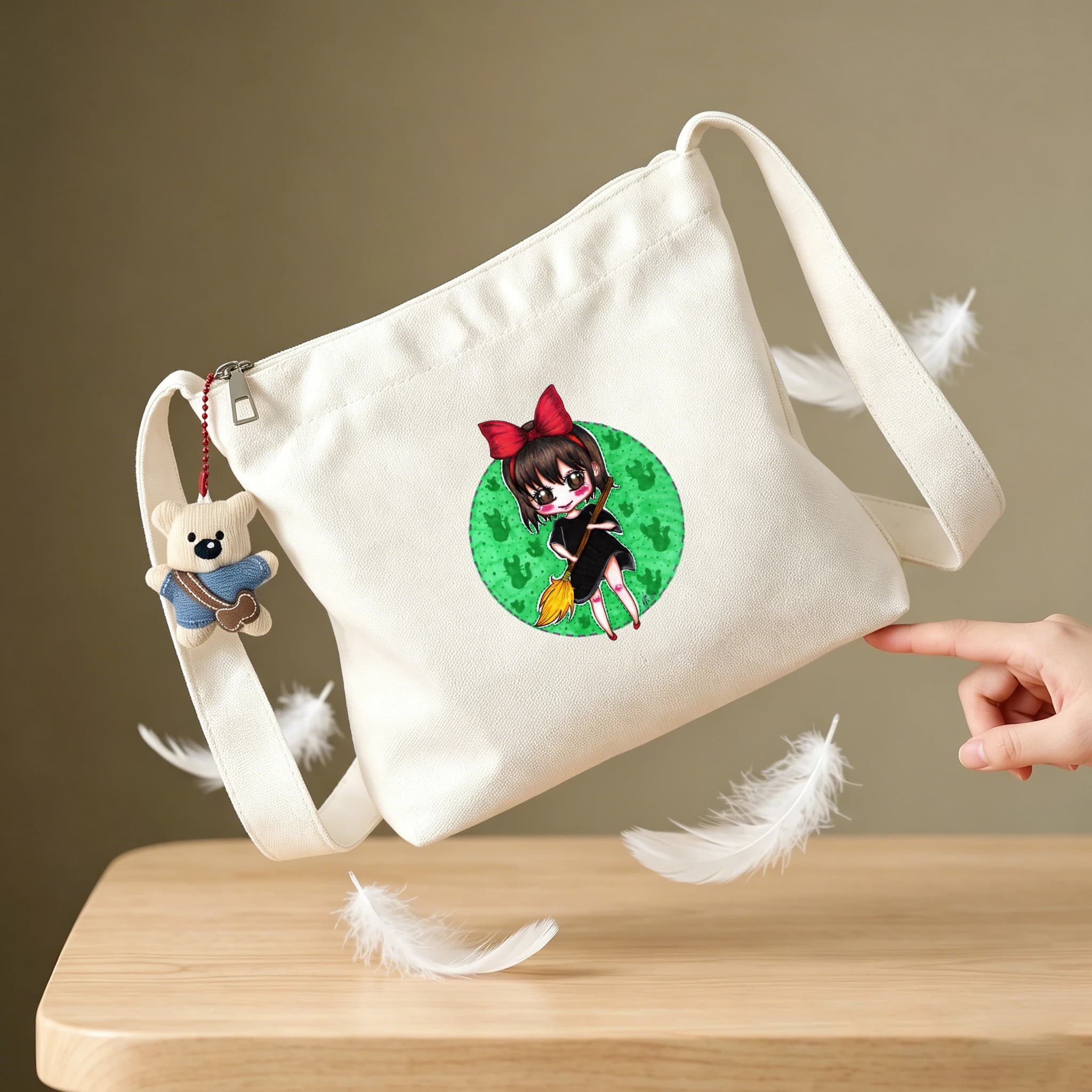 Sac fourre-tout en toile Kawaii Kiki's Delivery Service, sac à bandoulière imprimé grande capacité a