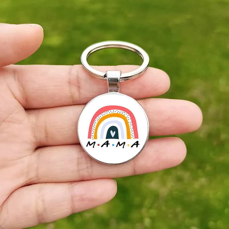 Cadeaux de fête des mères 2025 porte-clés arc-en-ciel maman meilleure maman dessin animé photo verre