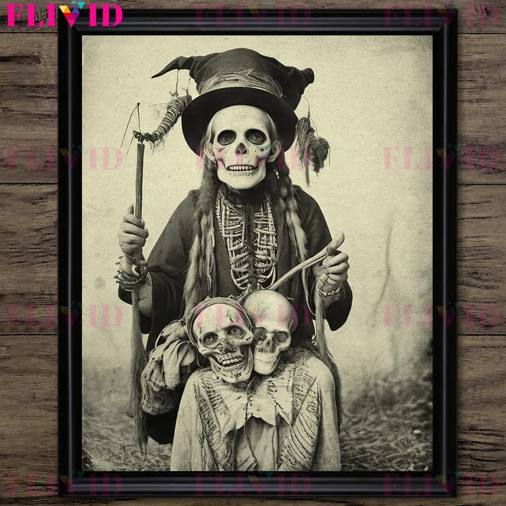 Jour des morts Couple de mariage Vintage photographie Art affiche impression Zombie diable Antique P