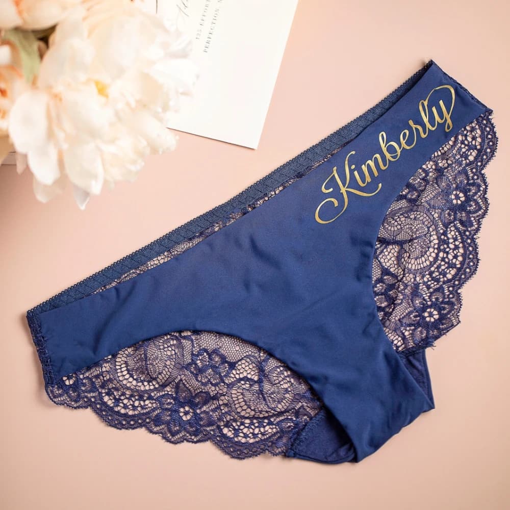 Cadeau personnalisé pour elle : Culotte de mariée en dentelle, sous-vêtements de mariage, cadeau de 