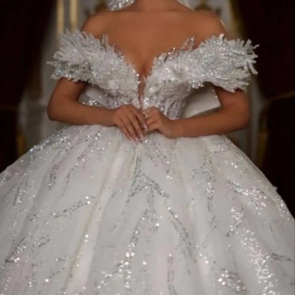 Robe de mariée Chic et éblouissante, col en V, Corset pour femmes, robe de bal de haute qualité, per