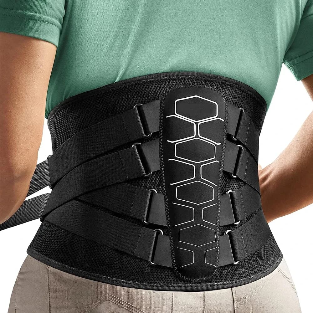 Ceinture de soutien lombaire réglable avec coussin lombaire, double traction dorsale, corset orthopé