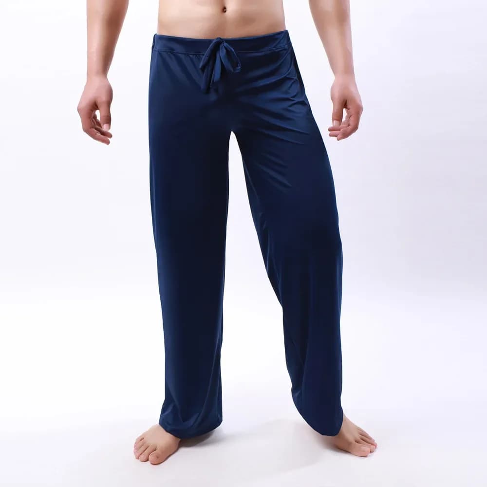 Pyjamas pour hommes sexy cravate leggings confortable maison vêtements de nuit loisirs pieds larges 