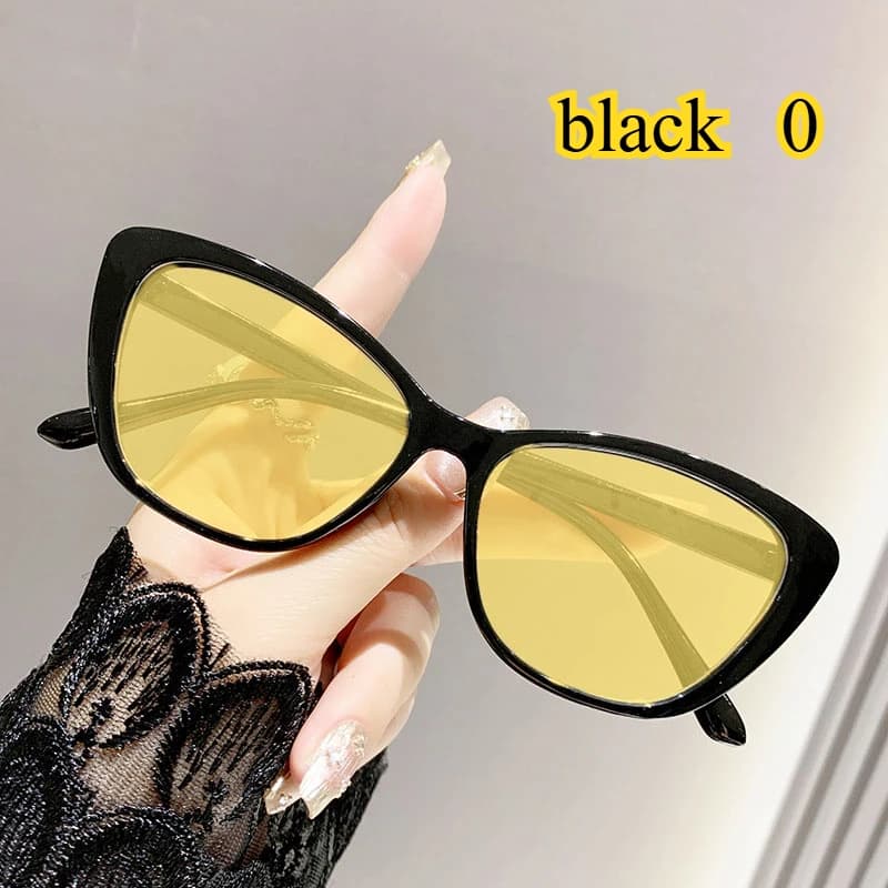 2025 mode lunettes de Vision nocturne hommes femmes à la mode oeil de chat lentille jaune myopie lun