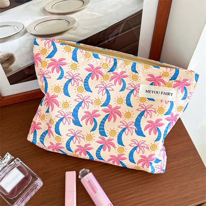 Trousse de Toilette Portable à Motif Palmier Tropical, Sac de Voyage pour Maquillage et Articles Div
