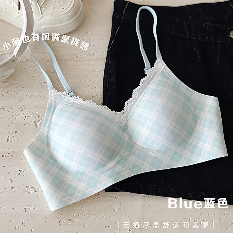 Lingerie sans couture à motif rétro pour femme, style léger d'été, petite poitrine, effet push-up, s