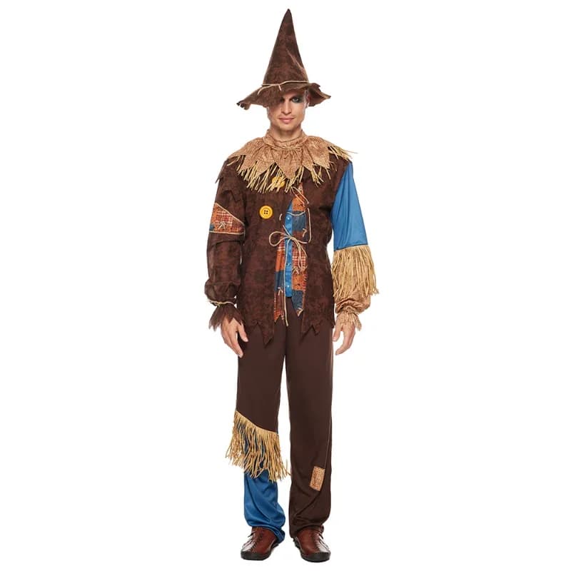 Costume d'épouvantail maléfique pour hommes, Costume de magicien en paille d'halloween effrayant pou