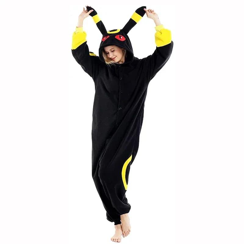 Pyjama Kigurumi Umbreon pour adulte, combinaison en polaire, costume de cosplay pour femme, fête d'H