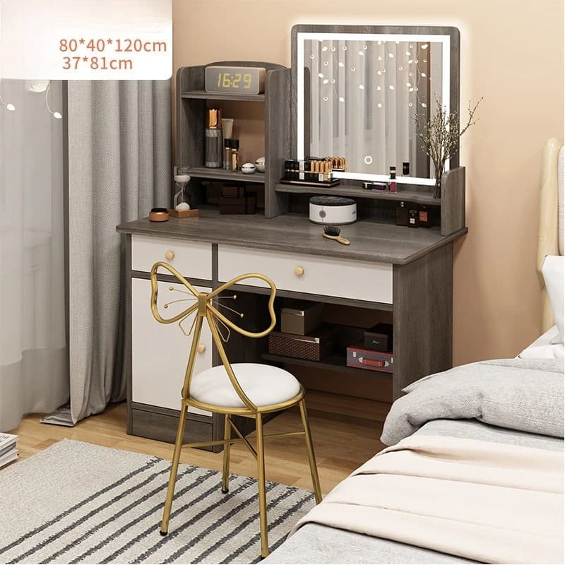Table de maquillage chambre à coucher avec rangement miroir intégré petit appartement simple multifo