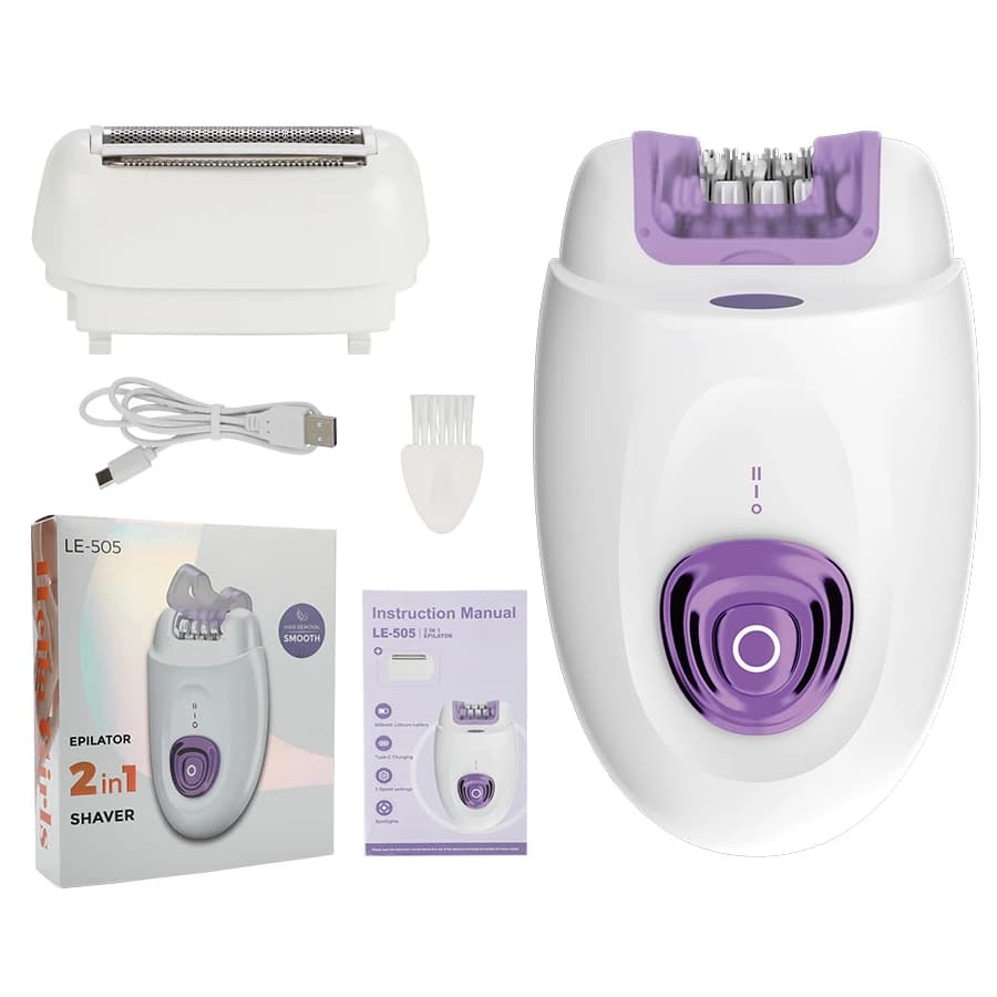 Épilateur et rasoir électrique Rechargeable 2 en 1, pour épilation du visage et du corps entier, 32 