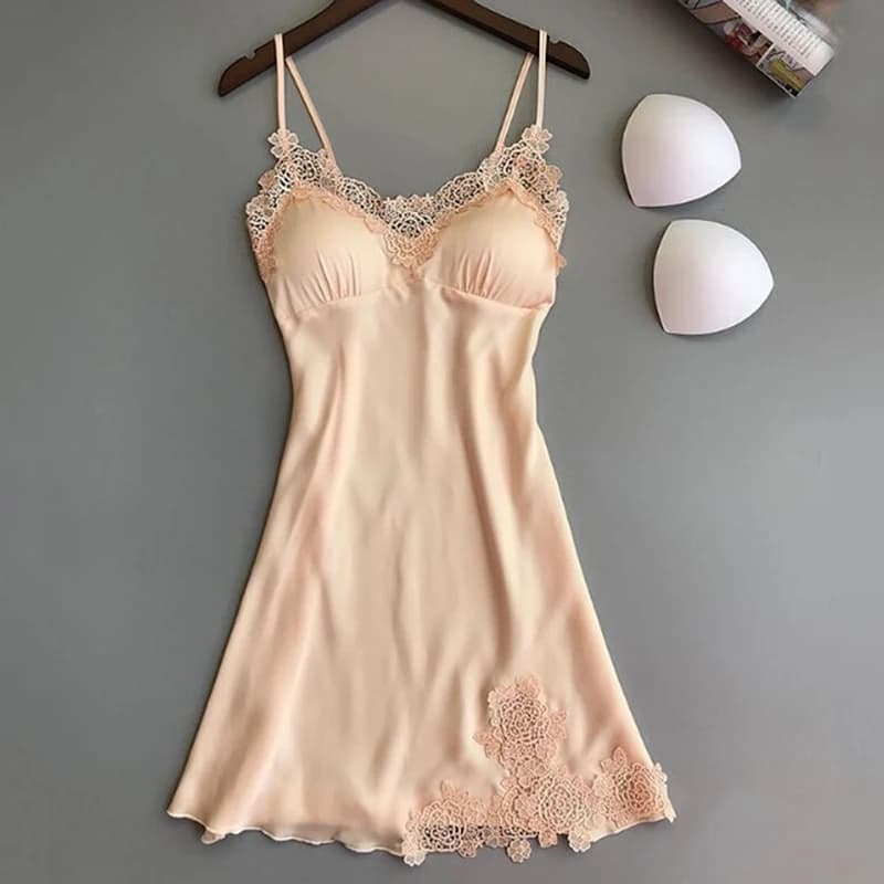 Robe de nuit sexy en soie et dentelle pour femme, nuisette, chemise de nuit, vêtements de nuit