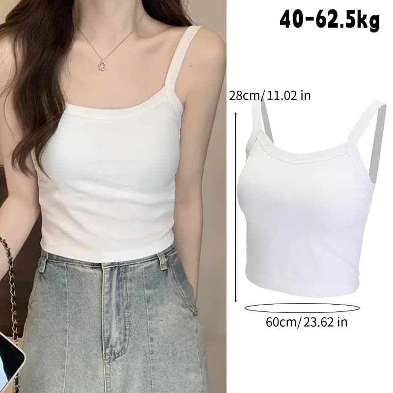 Camisole d'été polyvalente avec soutien-gorge intégré pour femme, coupe ajustée, dos élégant, à port
