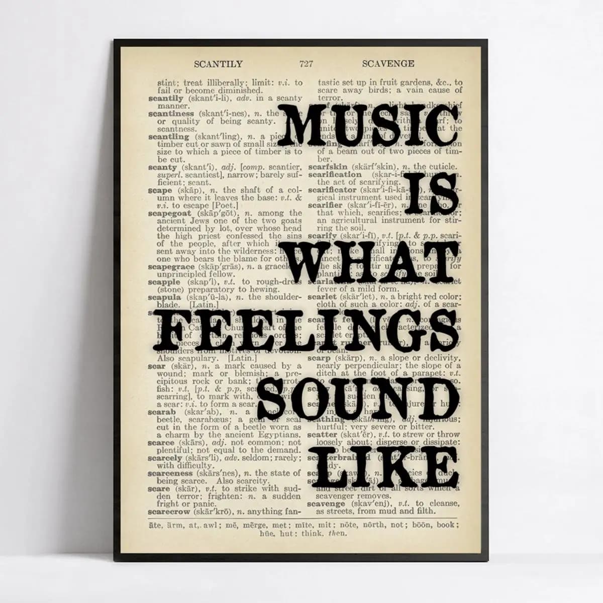 "La musique est ce que les sentiments sonnent comme" - Affiche sur toile avec citation inspirante, a