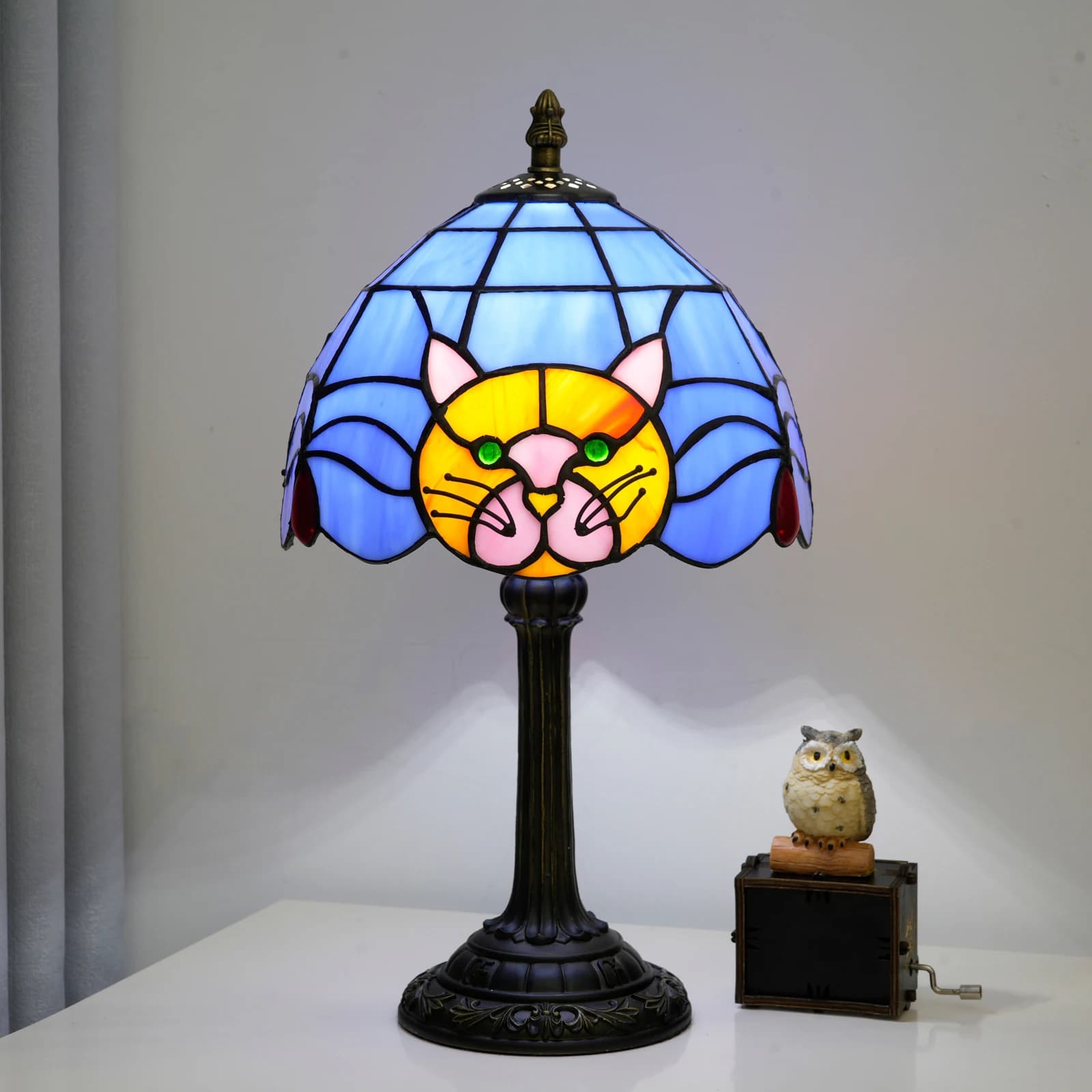 Lampe de table chat noir pour la décoration de la table de chevet de la chambre à coucher, lampe de 