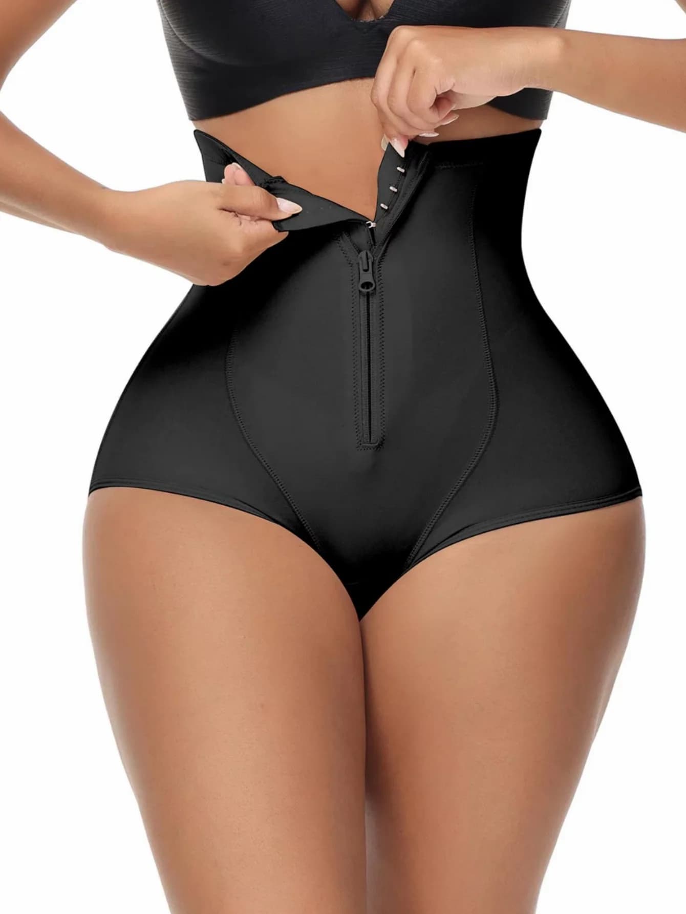 Culottes amincissantes pour femmes avec fermeture éclair sur le devant, effet rehausseur de hanches,
