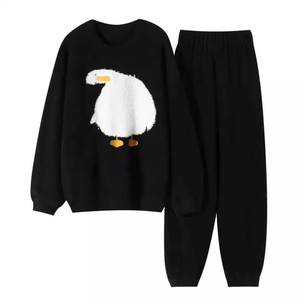 Ensemble de pyjamas en polaire épaissie à manches longues, motif cheval, canard et lapin, chaud et d