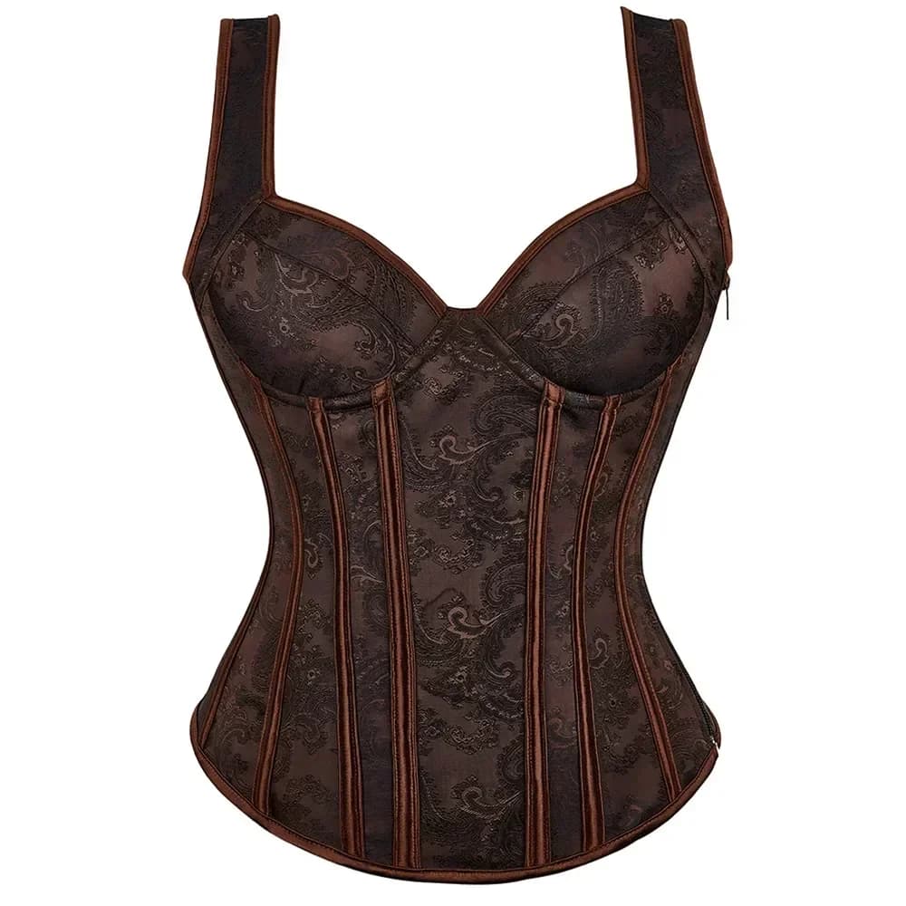 Corset à imprimé floral pour femme, style vintage, en brocart, avec laçage et baleines, body sculpta