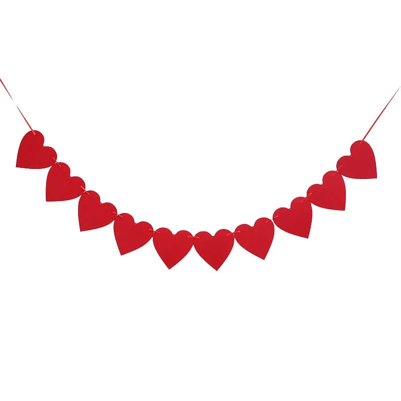 Guirlande de cœur en feutre, bannière, décorations de saint-valentin, rouge, rose, blanc, en forme d
