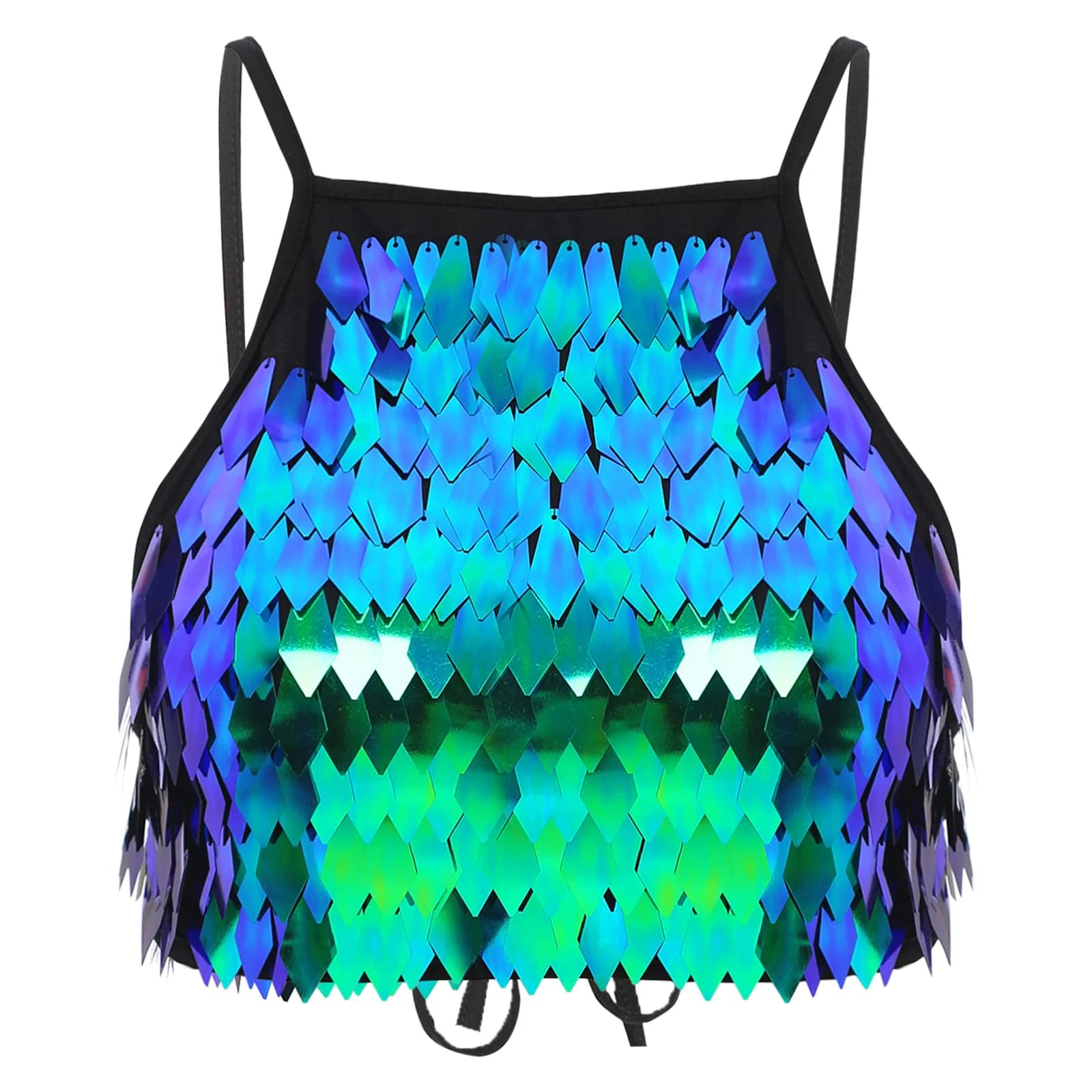 Soutien-gorge à franges à paillettes brillantes, Mini débardeur Sexy à lacets, Camisole pour femmes,