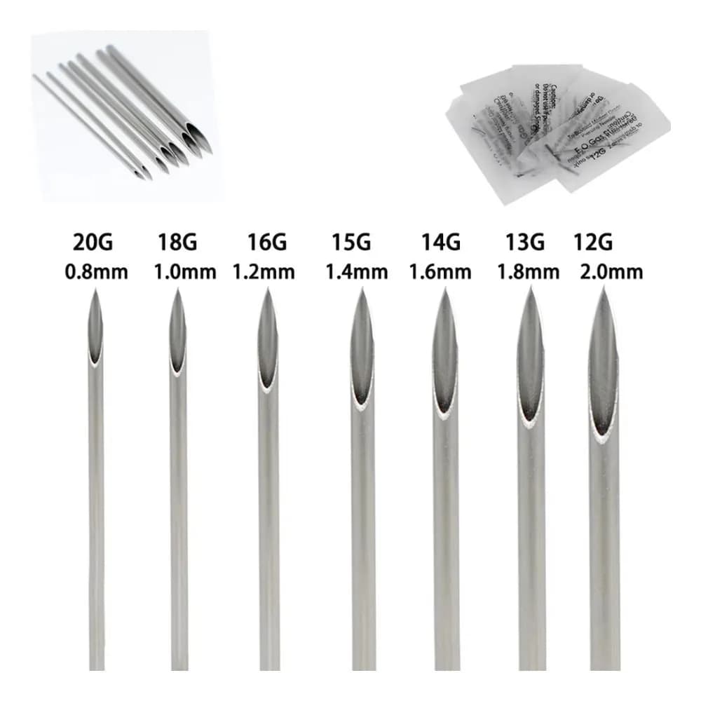 Aiguilles de perçage corporel Audersigt 10/100 pièces 14G 16G 18G en acier inoxydable jetables pour 