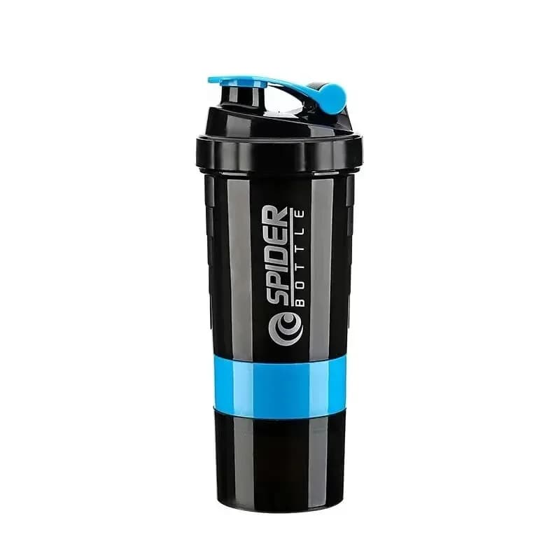Bouteille de protéines Shaker à 3 couches, tasse à secouer la poudre, bouteille d'eau, tasse de méla